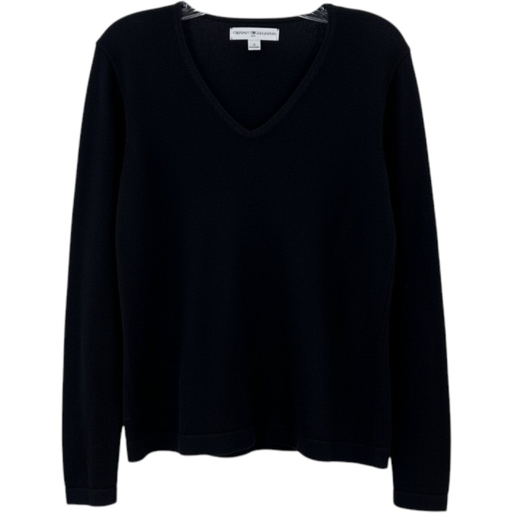 Tommy Hilfiger Golf Black V Neck Long Sleeve Sweater Cotton Blend Women's Medium
